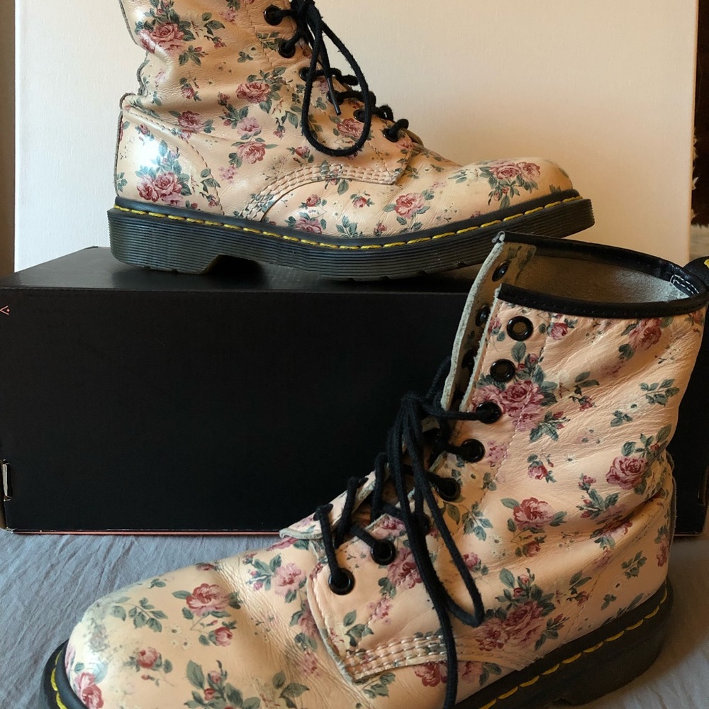 Pink Floral Dr. Martens